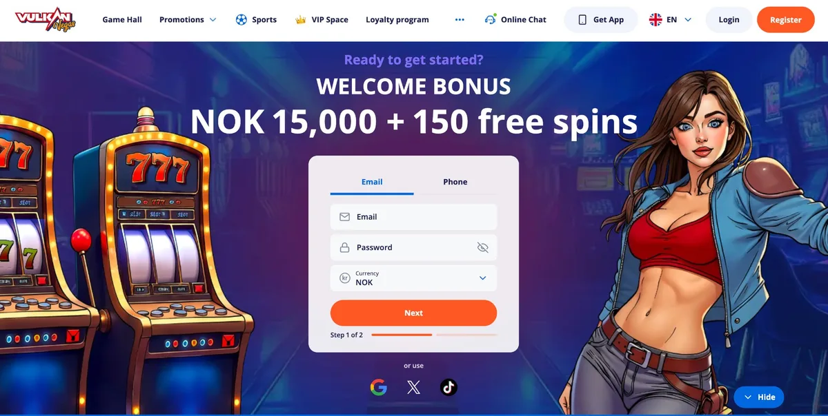 Vulkan Vegas norsk spillerguide – velkomstbonus NOK 15000 registrering
